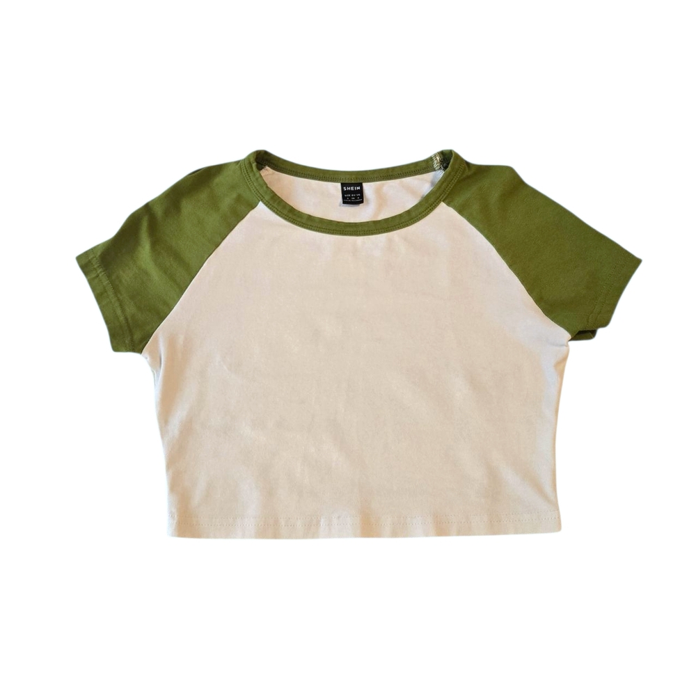 3 for $5 SHEIN Green and White Short Sleeve Tee Small